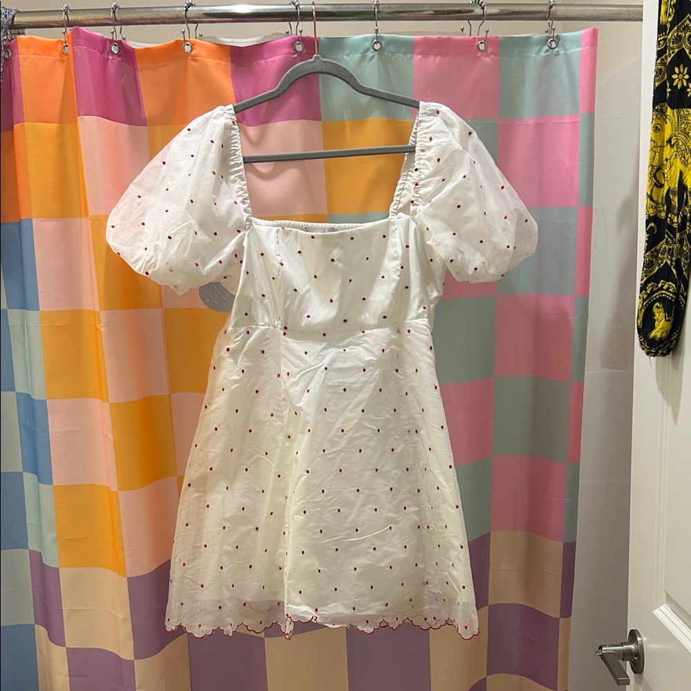 Hill House White Dress with Red Dots